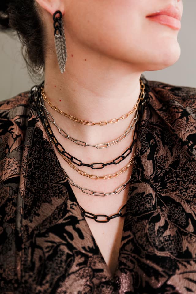 Escape From Paris: Mixed Metal Short Cascading Chain Necklace