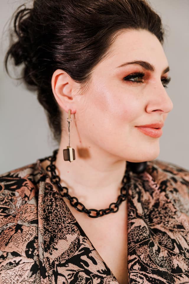 Escape From Paris: Gold Post Snake Chain Black Cube Dangle Earrings