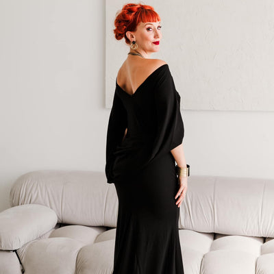 Elegownza Cowl Back Gown (Black)