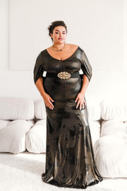 Elegownza Cowl Back Gown (Gold Snakie)
