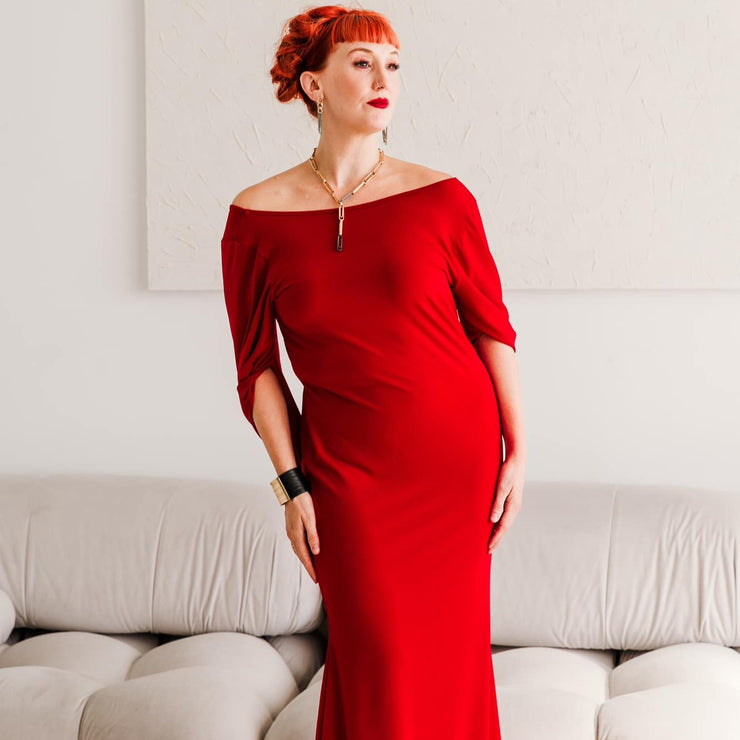 Elegownza Cowl Back Gown (Red)