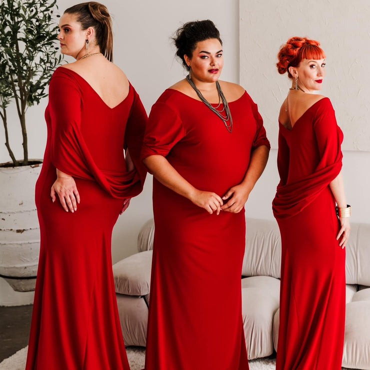 Elegownza Cowl Back Gown (Red)