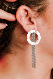 Escape From Paris: Silver Hammered Circle Multi Chain Earrings