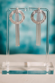 Escape From Paris: Silver Hammered Circle Multi Chain Earrings