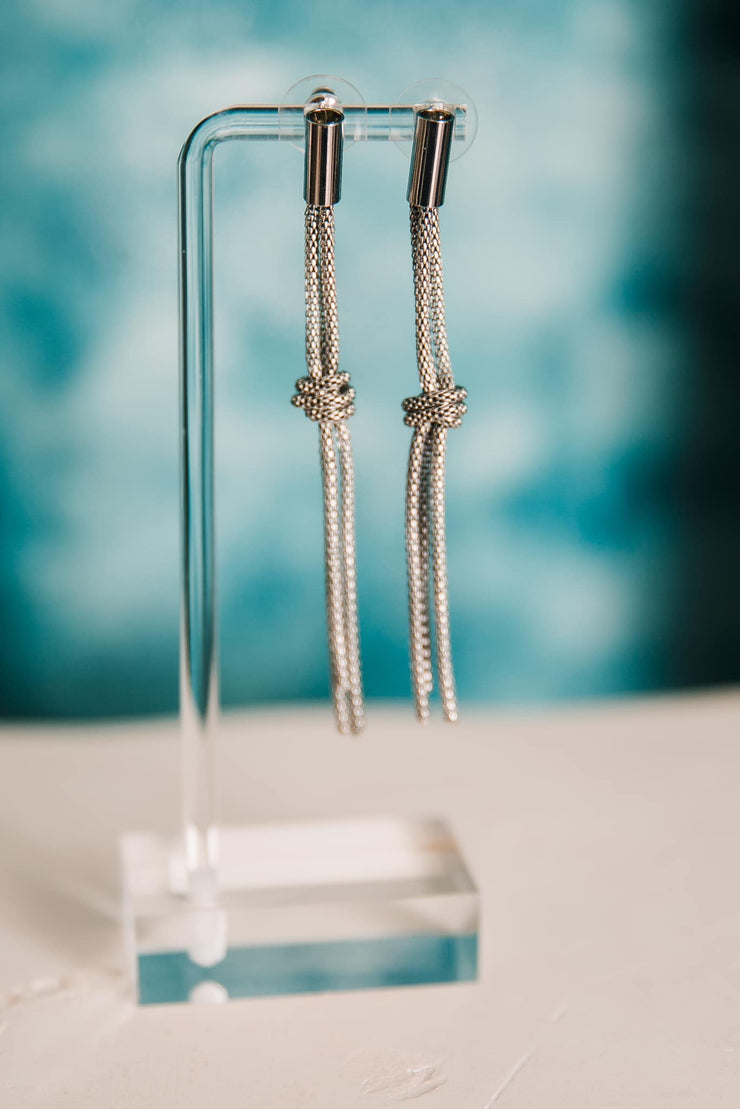 Escape From Paris: Knotted Silver Mesh Earrings