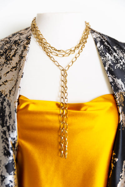 Escape From Paris: Gold Chain Triple Layer Front Tie Necklace