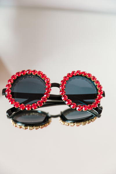 Rhinestone Wonder Sunglasses (Red)
