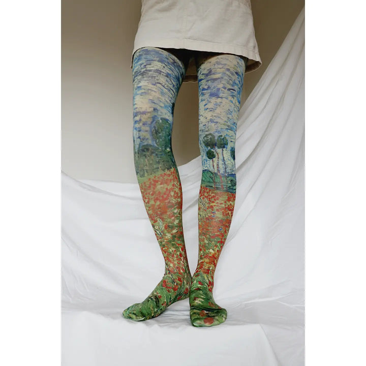 Poppy Field by Van Gogh Printed Tights