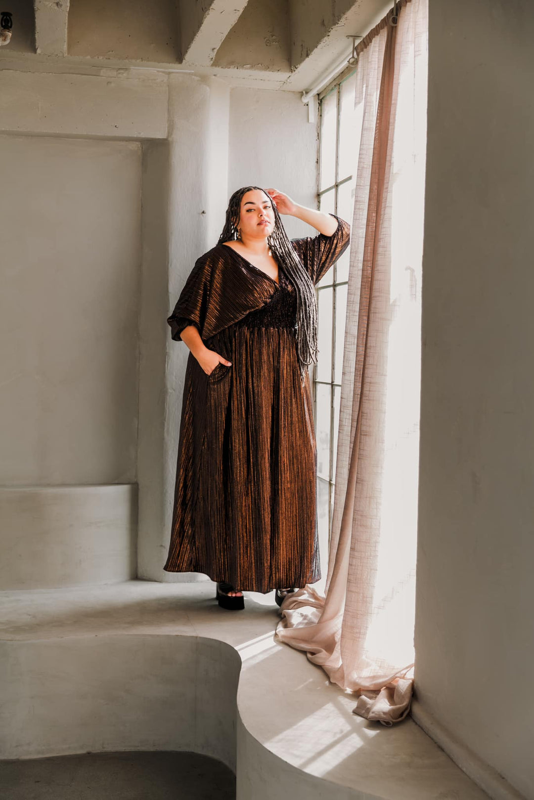Colla Voce Dress in “Bronze Velvet”