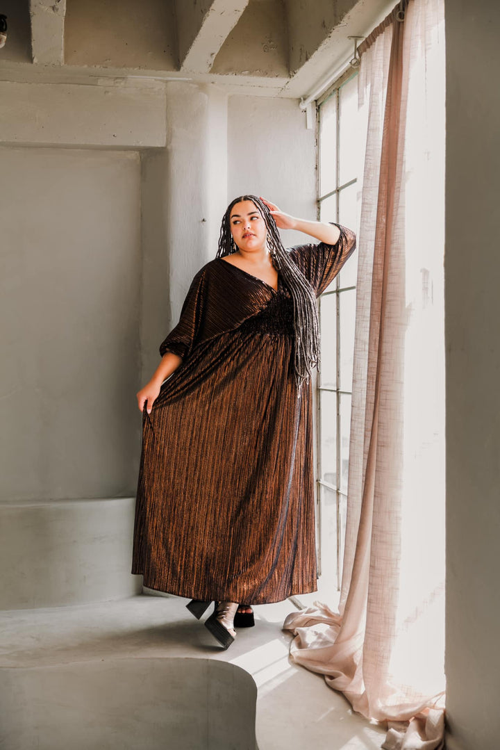 Colla Voce Dress in “Bronze Velvet”
