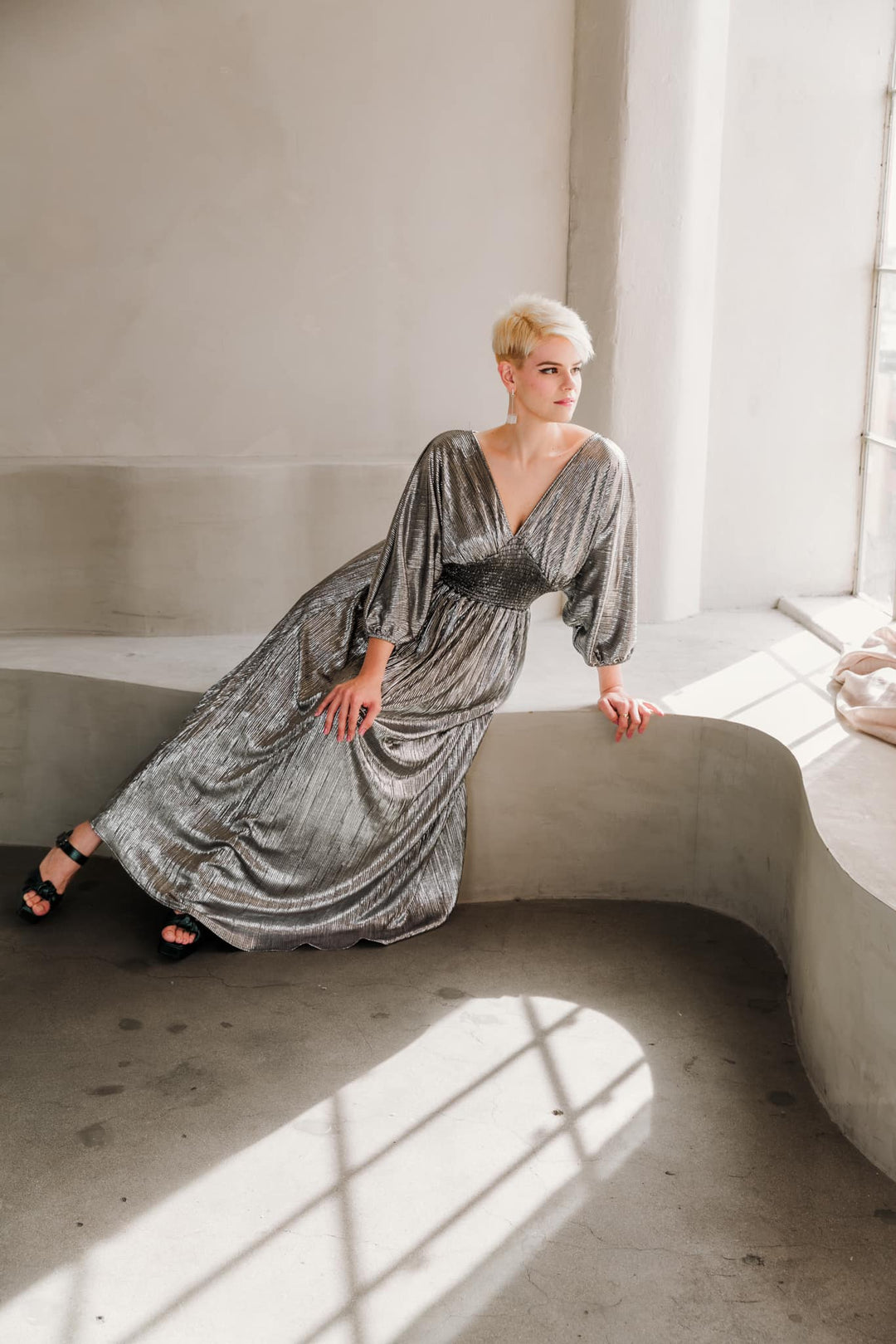 Colla Voce Dress in “Liquid Silver”
