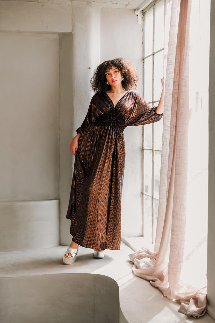 Colla Voce Dress in “Bronze Velvet”