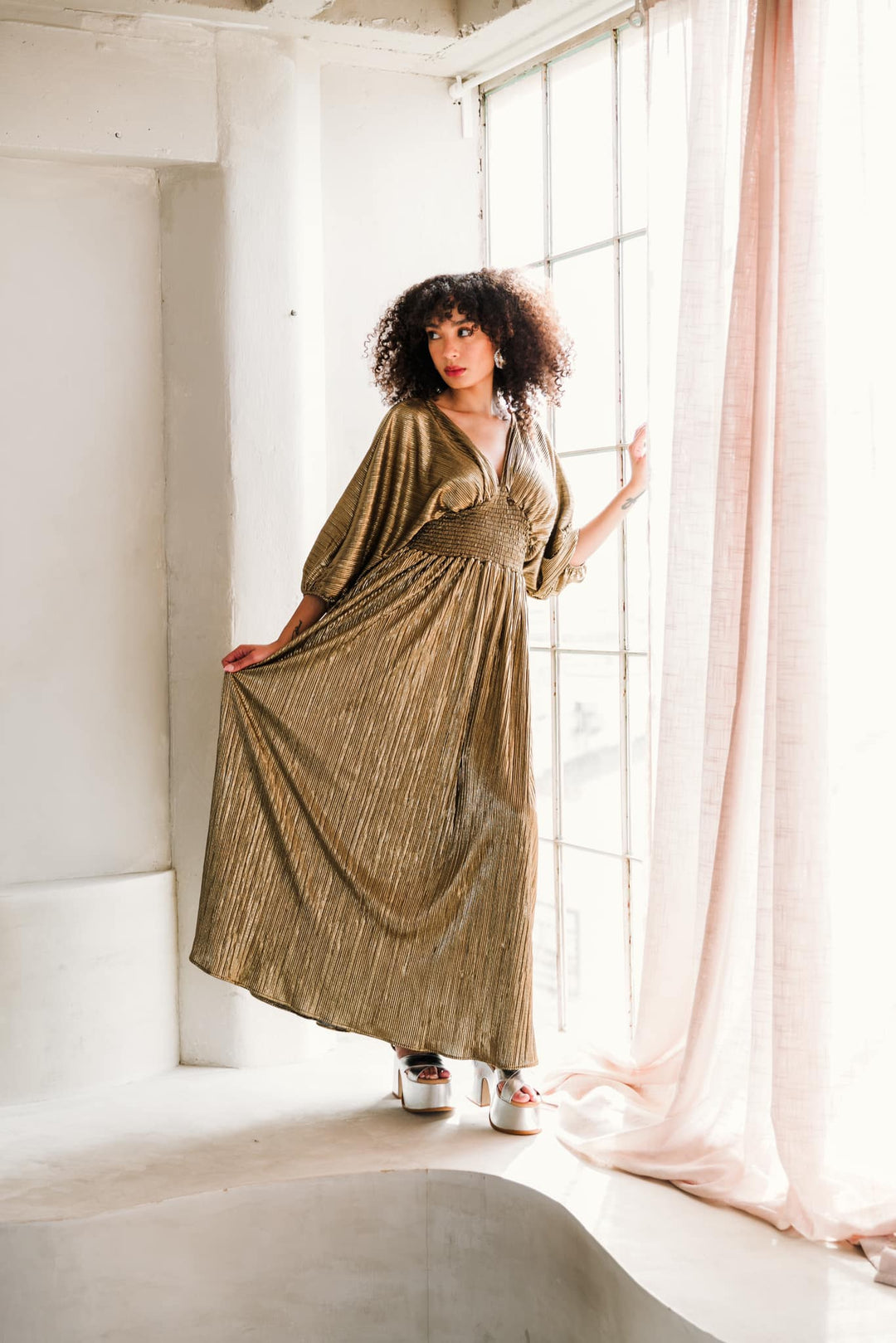 Colla Voce Dress in “Liquid Gold”
