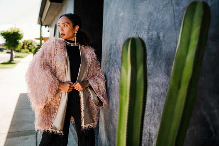 Theater Jacket in “Shag Tinsel" (Blush)