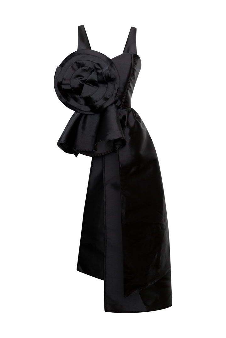 Fleur Peplum Top in "Black Taffeta"