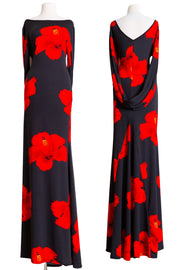 Elegownza Cowl Back Gown (Red Hibiscus)