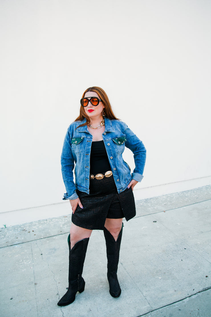 Light Denim Classic Jacket "Madame Butterfly"