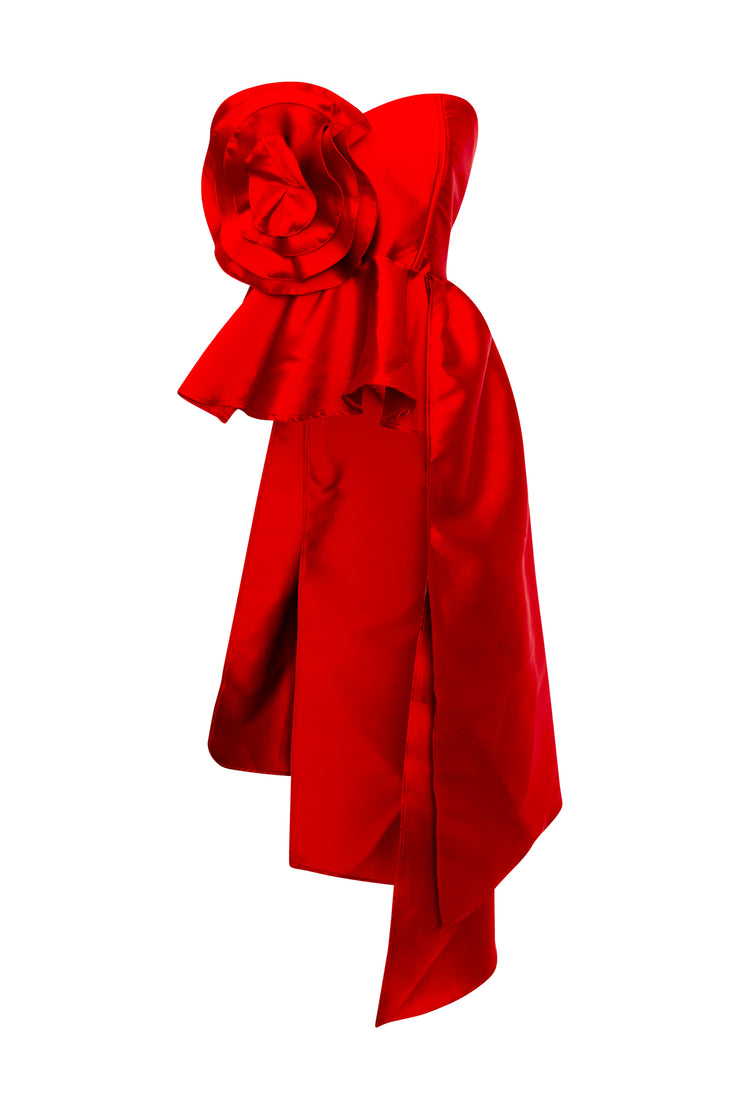 Fleur Peplum Top "Red Taffeta"