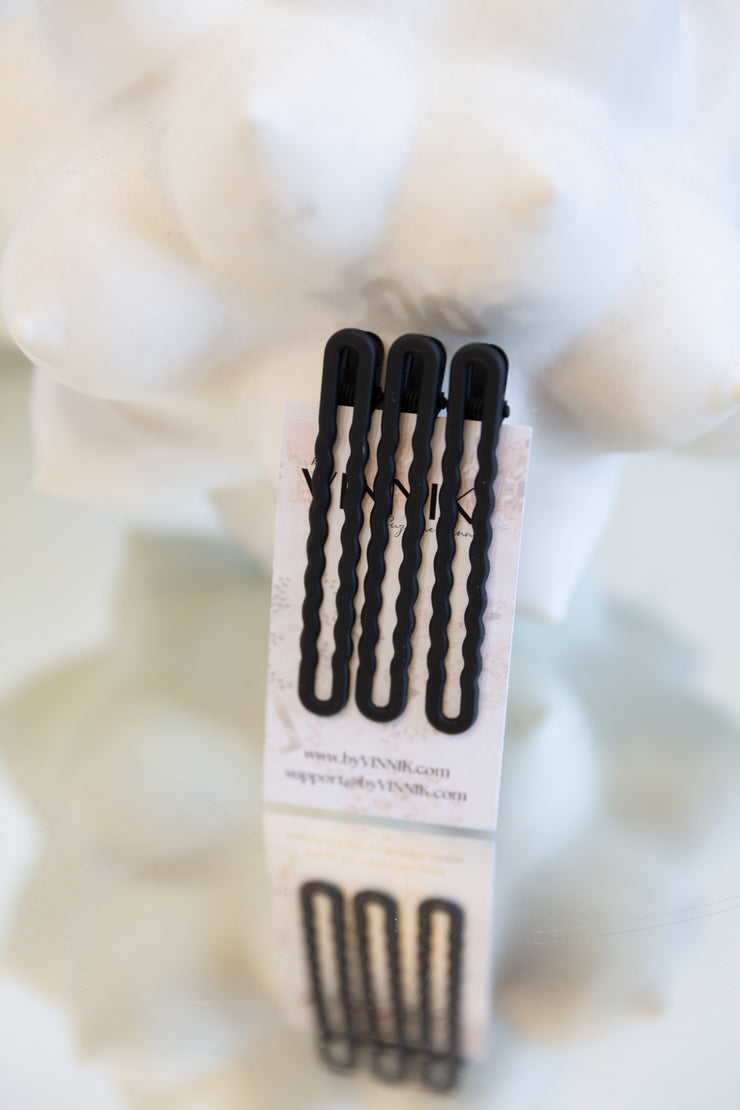 Squiggle Hairclip Set of 3 (Midnight)