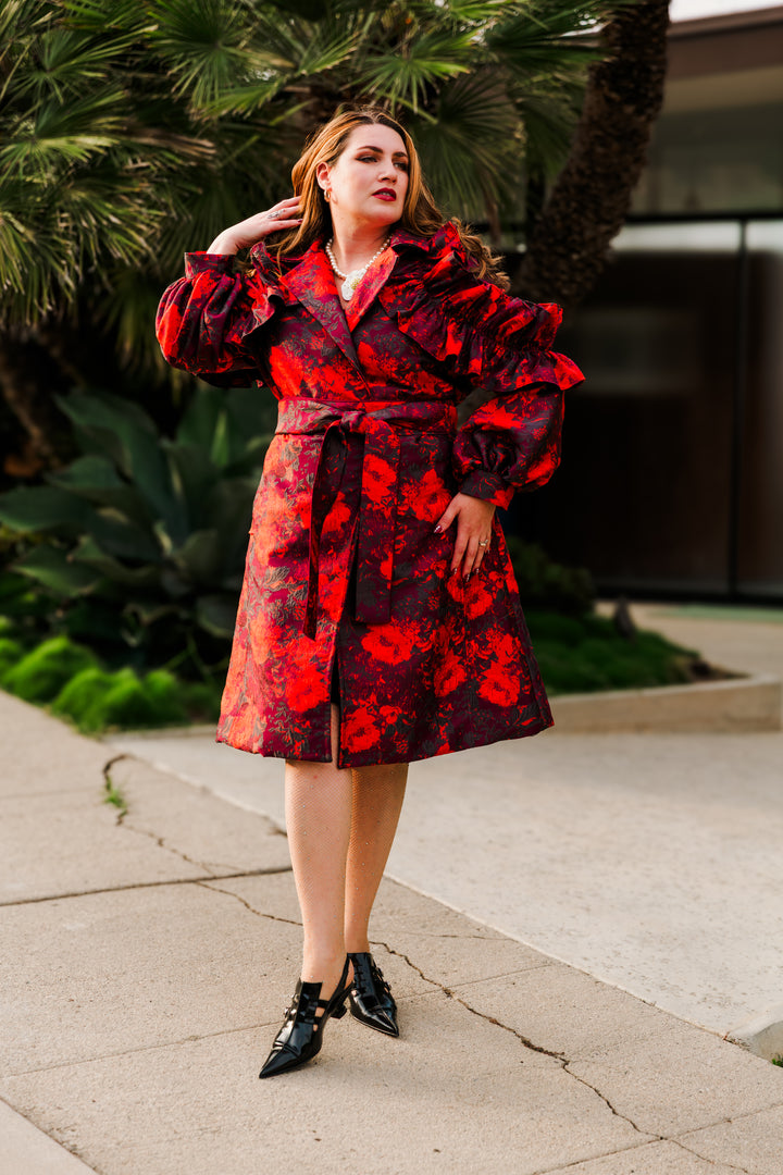Ruffle Trench Coat in “Zelmira”