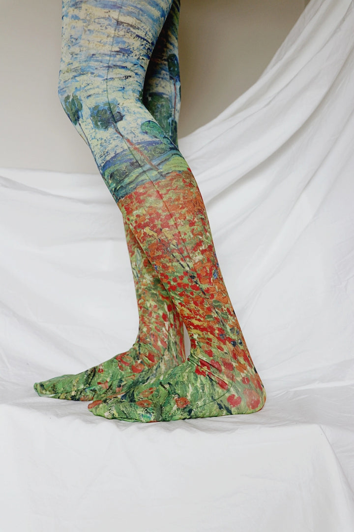 Poppy Field by Van Gogh Printed Tights