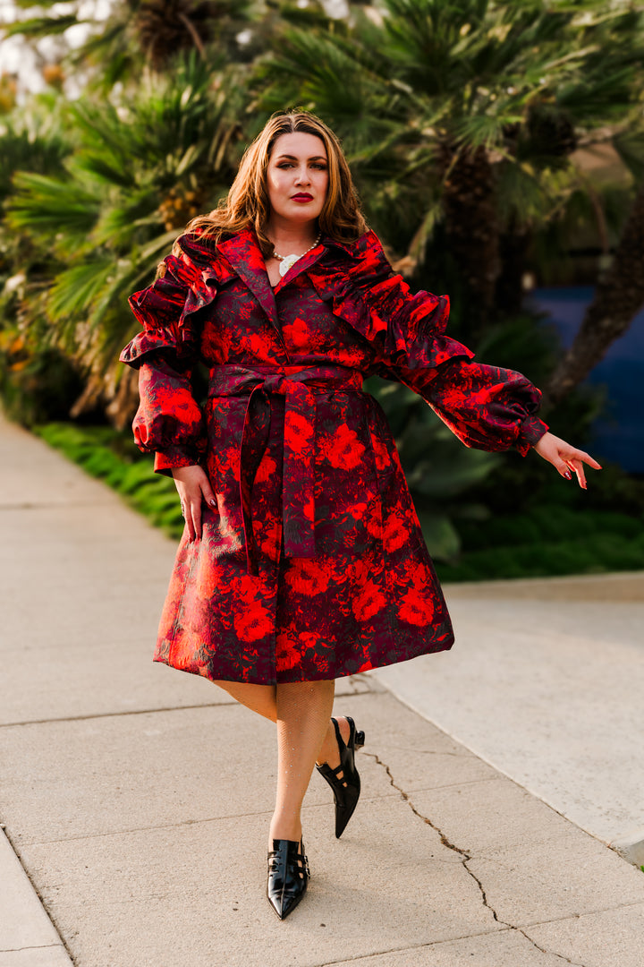 Ruffle Trench Coat in “Zelmira”