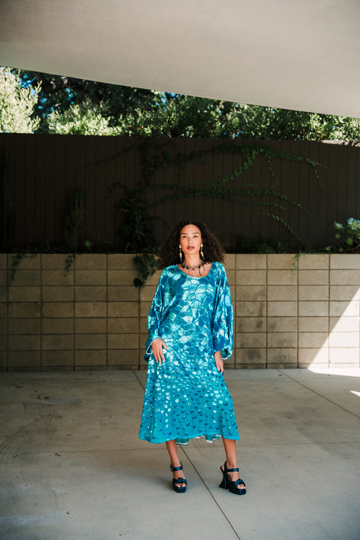 Runway Sequin Kaftan in "Good Luck" (Turquoise)