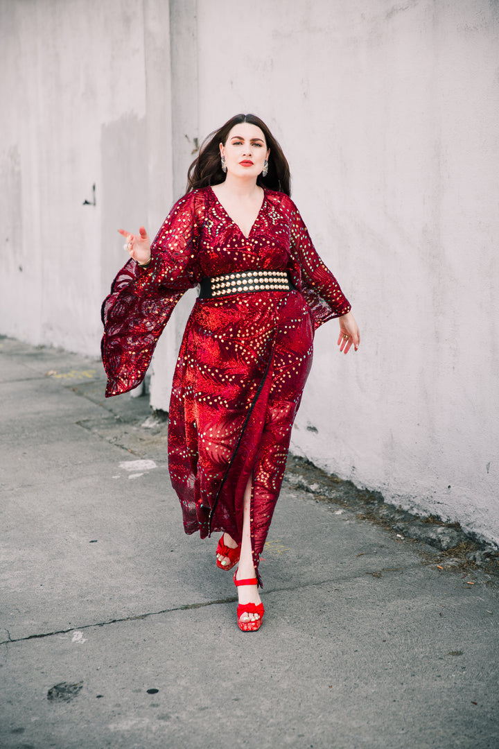 Runway Bohémienne Kimono Robe in “Stardust” (Cabernet)