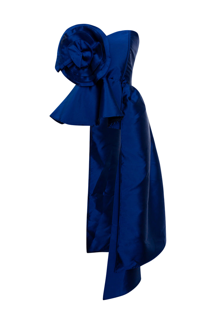 Fleur Peplum Top in "Navy Taffeta"