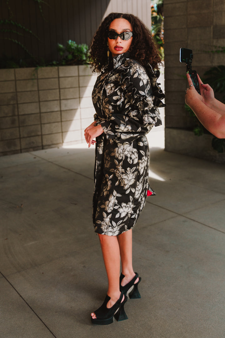Ruffle Trench Coat in “Norma”