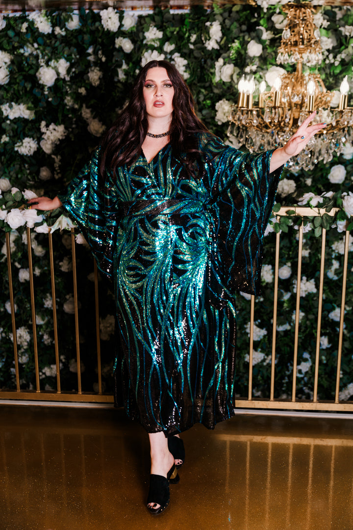 Bohémienne Sequin Kimono Robe in “Lady Sapphire Noir” (Multiple Colors)