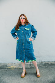 Denim Longline Jacket in “Mon Petit Chou"