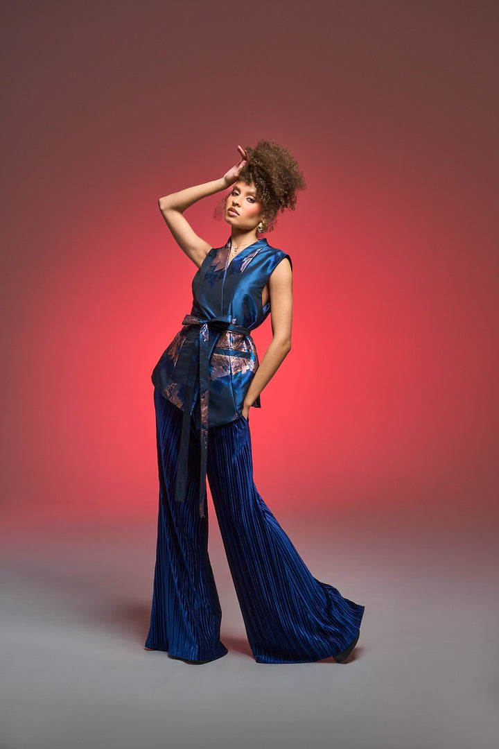 Lusso Jacquard Waistcoat in "Midnight Sonata" (Blue)