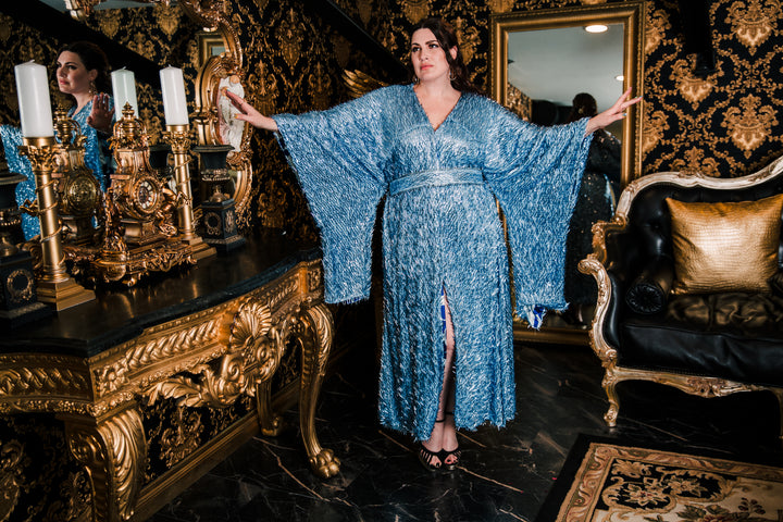 Runway Bohémienne Kimono Robe in “Briana” (Blue)