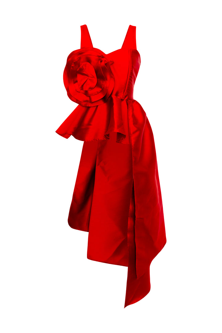 Fleur Peplum Top in "Red Taffeta"