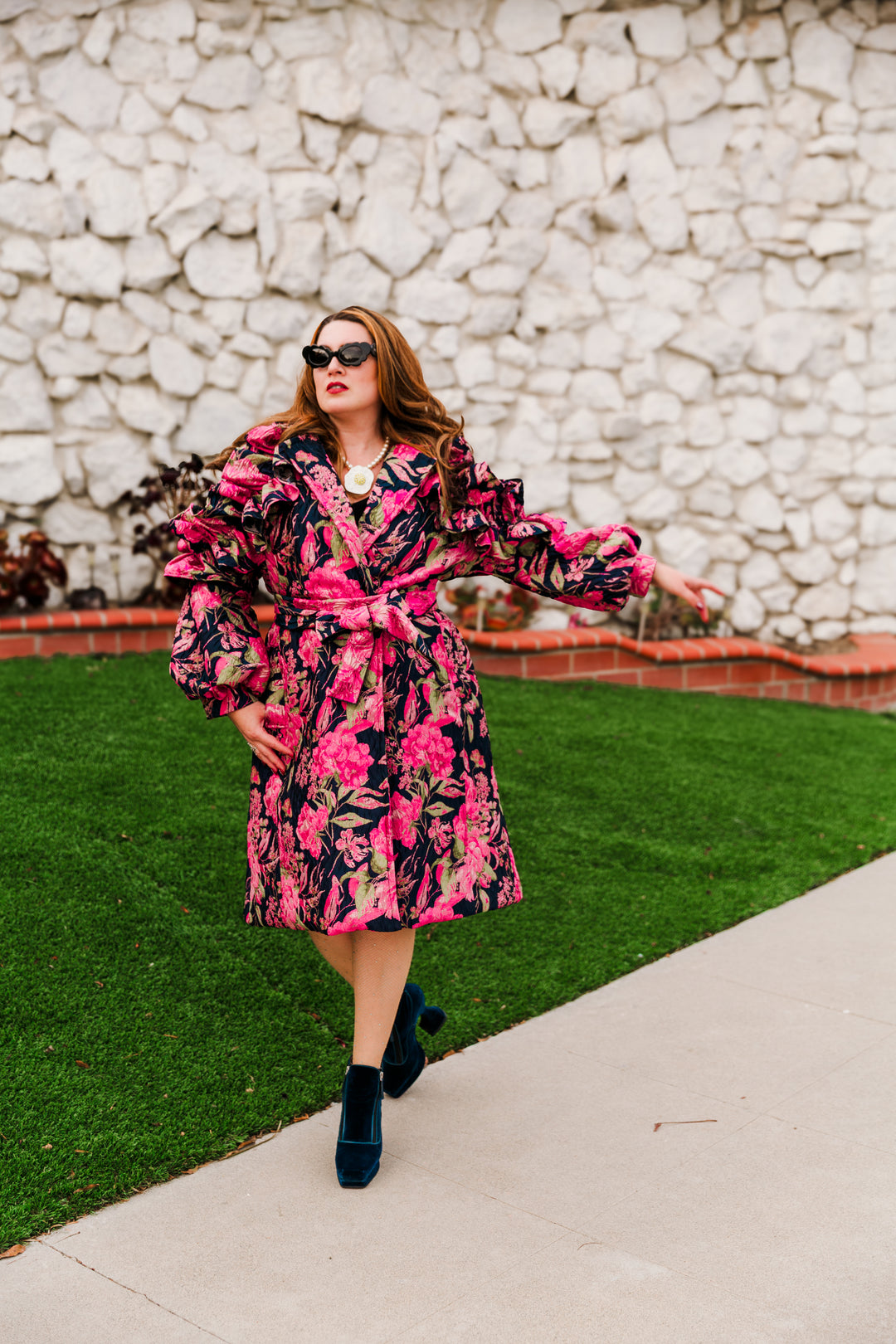 Ruffle Trench Coat in “Linda di Chaminoux”