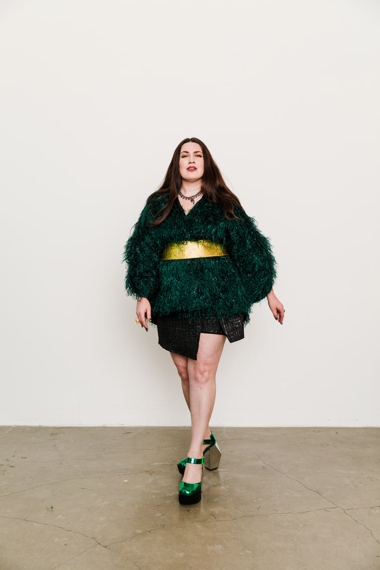 Theater Jacket in “Shag Tinsel" (Emerald)