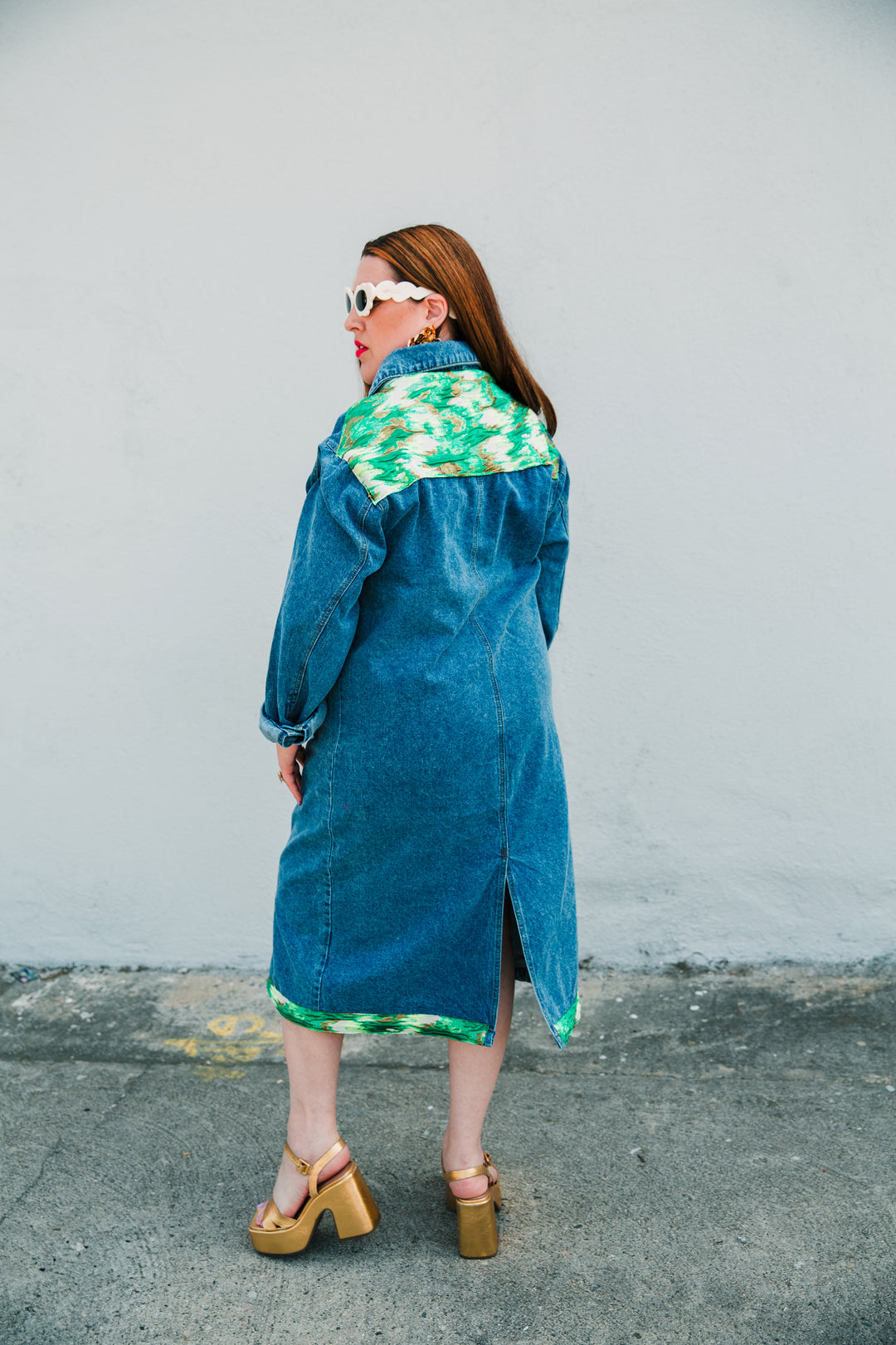 Denim Longline Jacket in “Mon Petit Chou"
