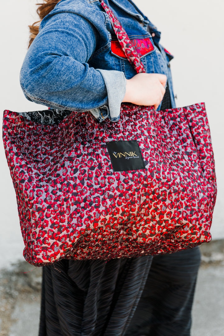 Flip Side Tote Bag "Gattopardo" (Red)