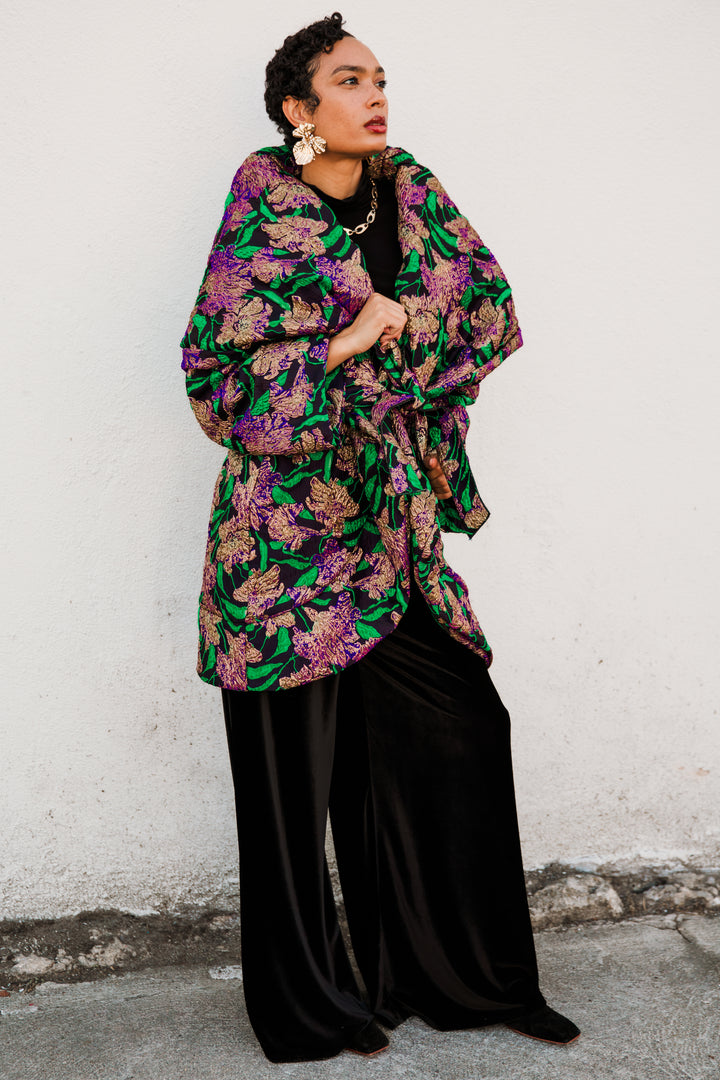 Cocoon Coat "WTF Flower" (Purple)