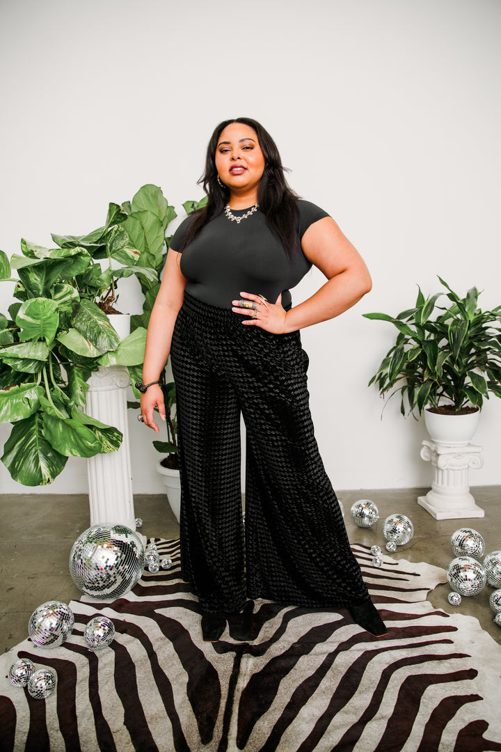 Muse Pants in “Zig Zag Velvet” (Black)