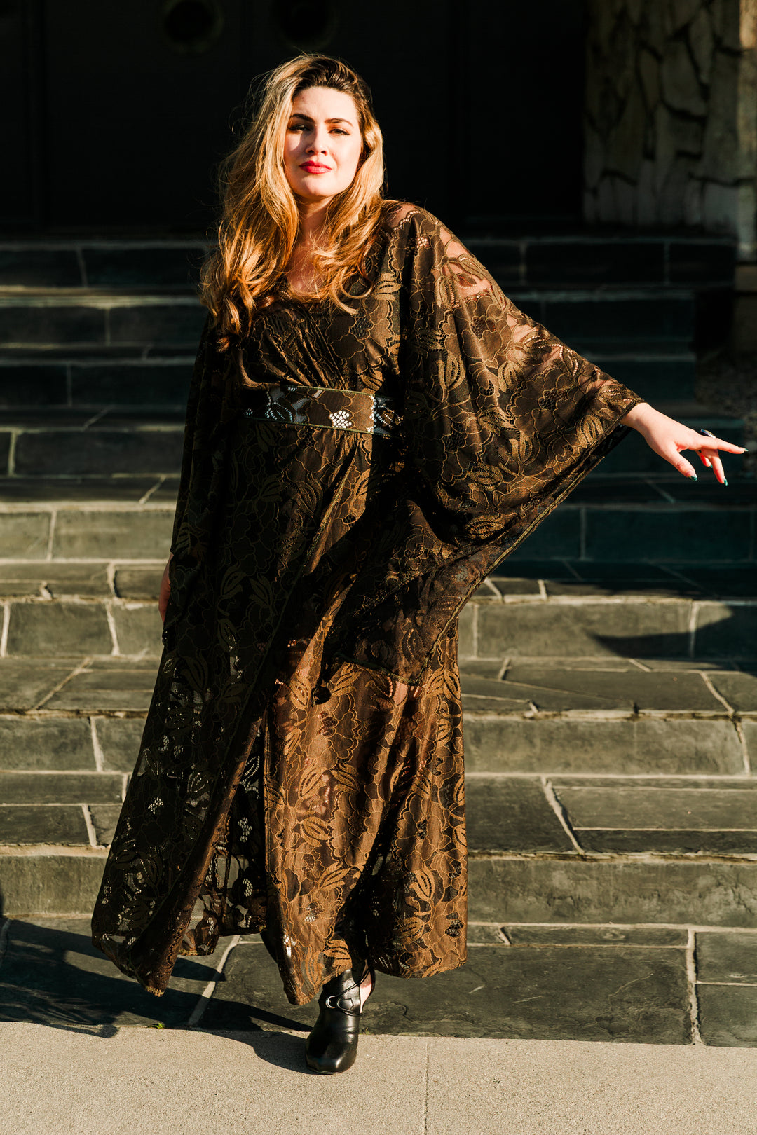 Bohémienne Kimono Robe in “Verdant Lace”