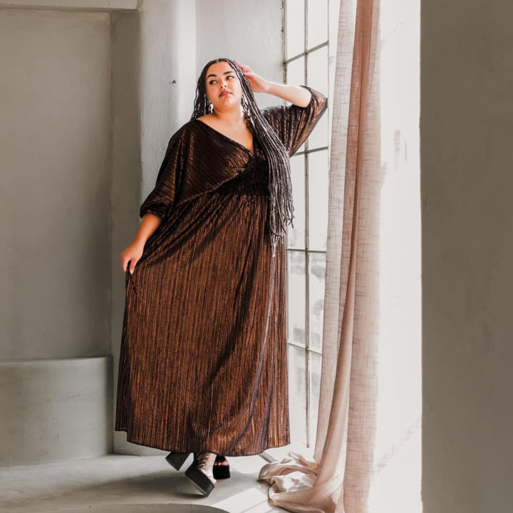 Colla Voce Dress in “Bronze Velvet”