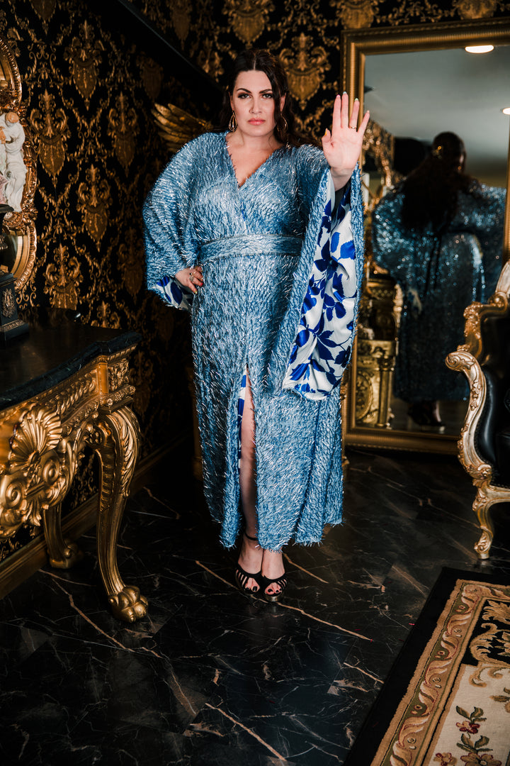 Runway Bohémienne Kimono Robe in “Briana” (Blue)