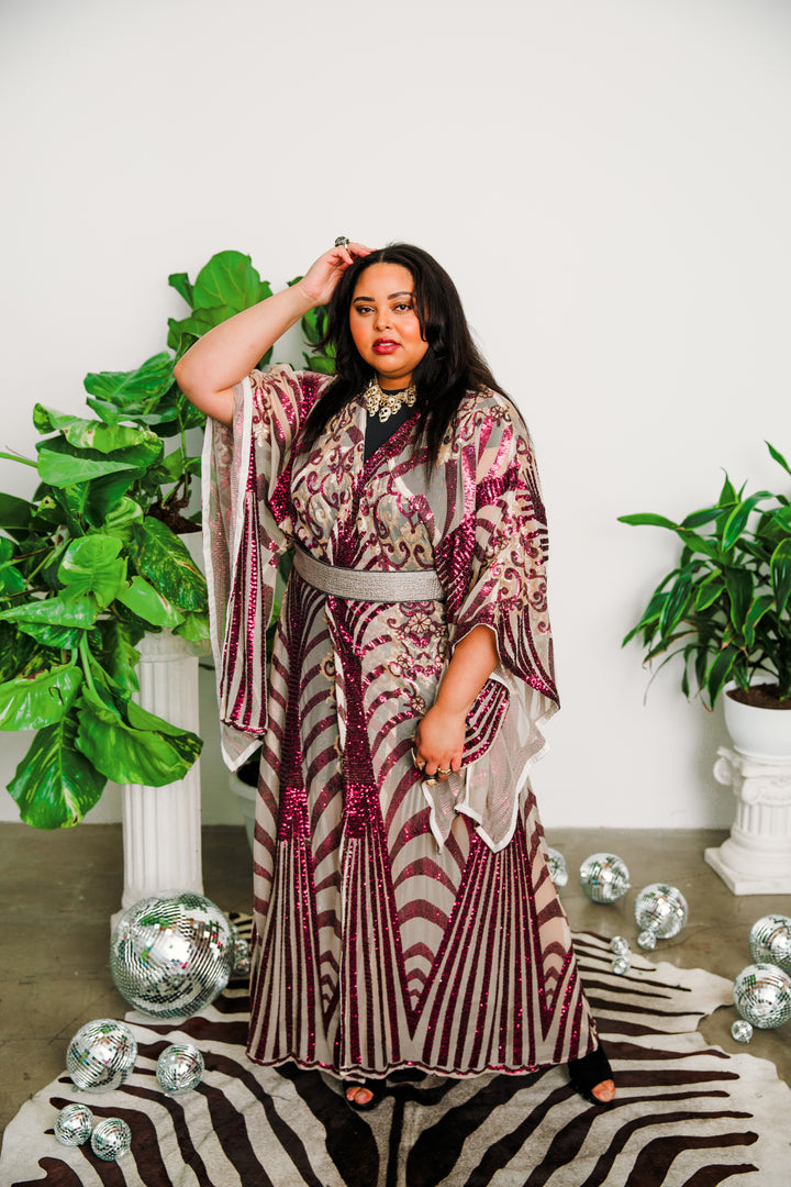 Runway Bohémienne Kimono Robe in “Aphrodite” (Garnet)