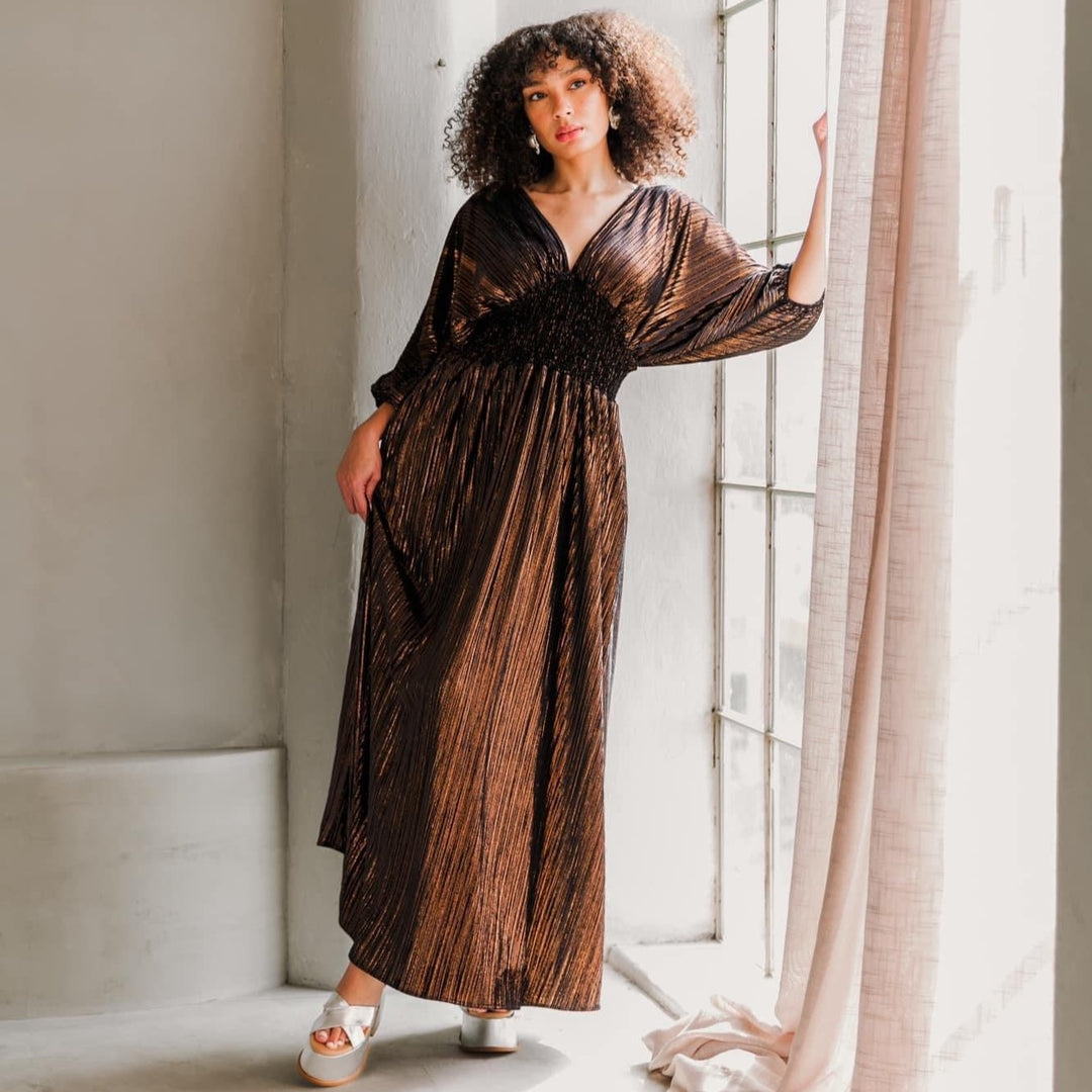 Colla Voce Dress in “Bronze Velvet”