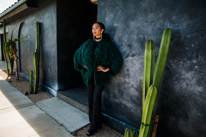 Theater Jacket in “Shag Tinsel" (Emerald)