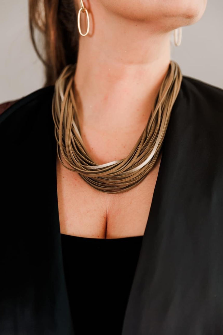 Escape From Paris: Multi-Strand Antique Gold Short Necklace