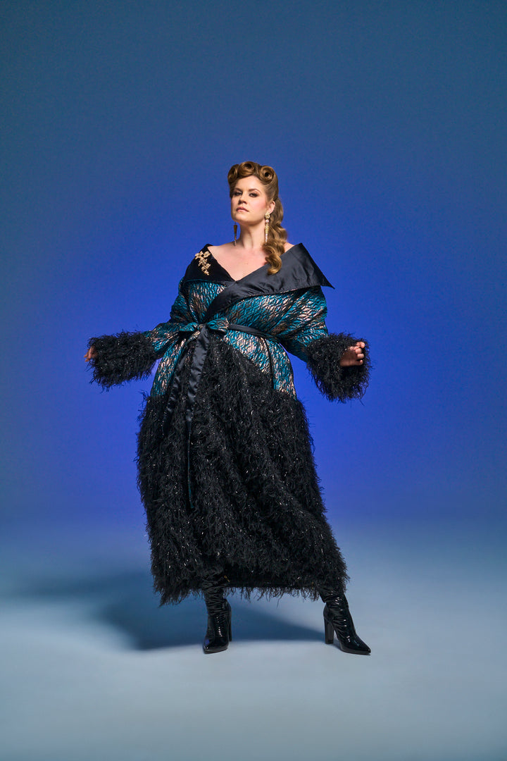 London Opera Coat in “Semiramide” (Teal)