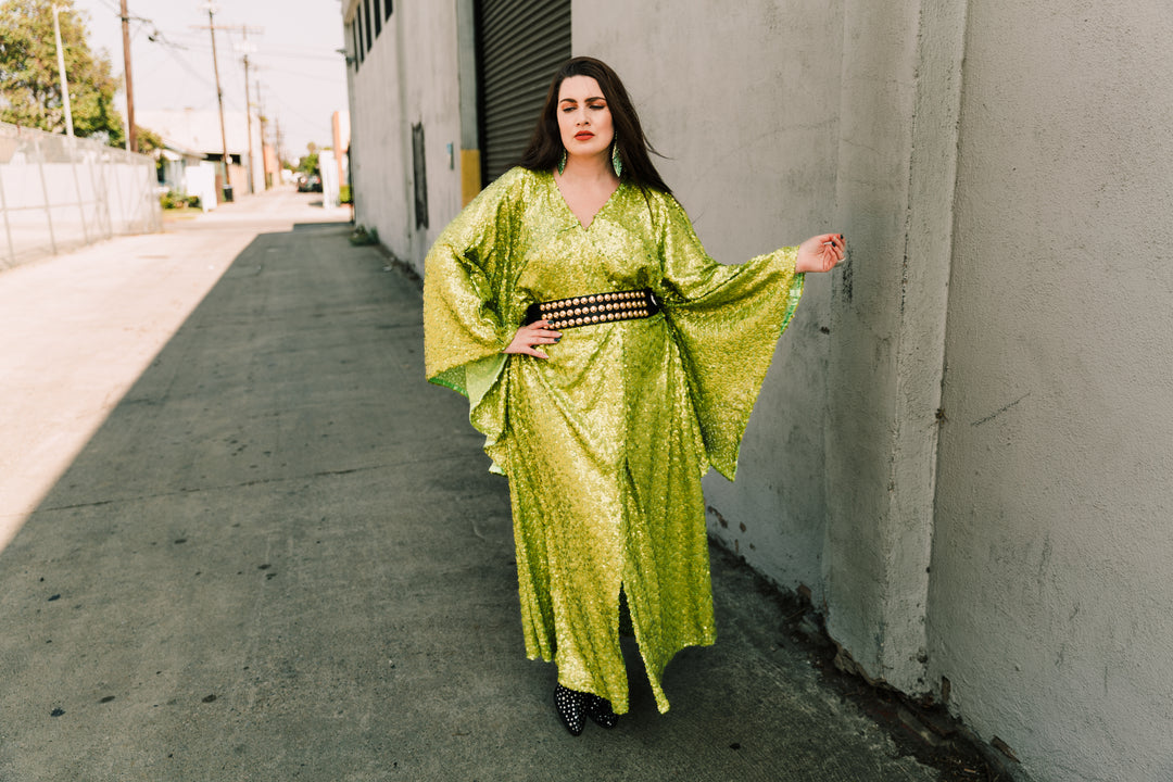 Runway Bohémienne Kimono Robe in “Brat Sequin”